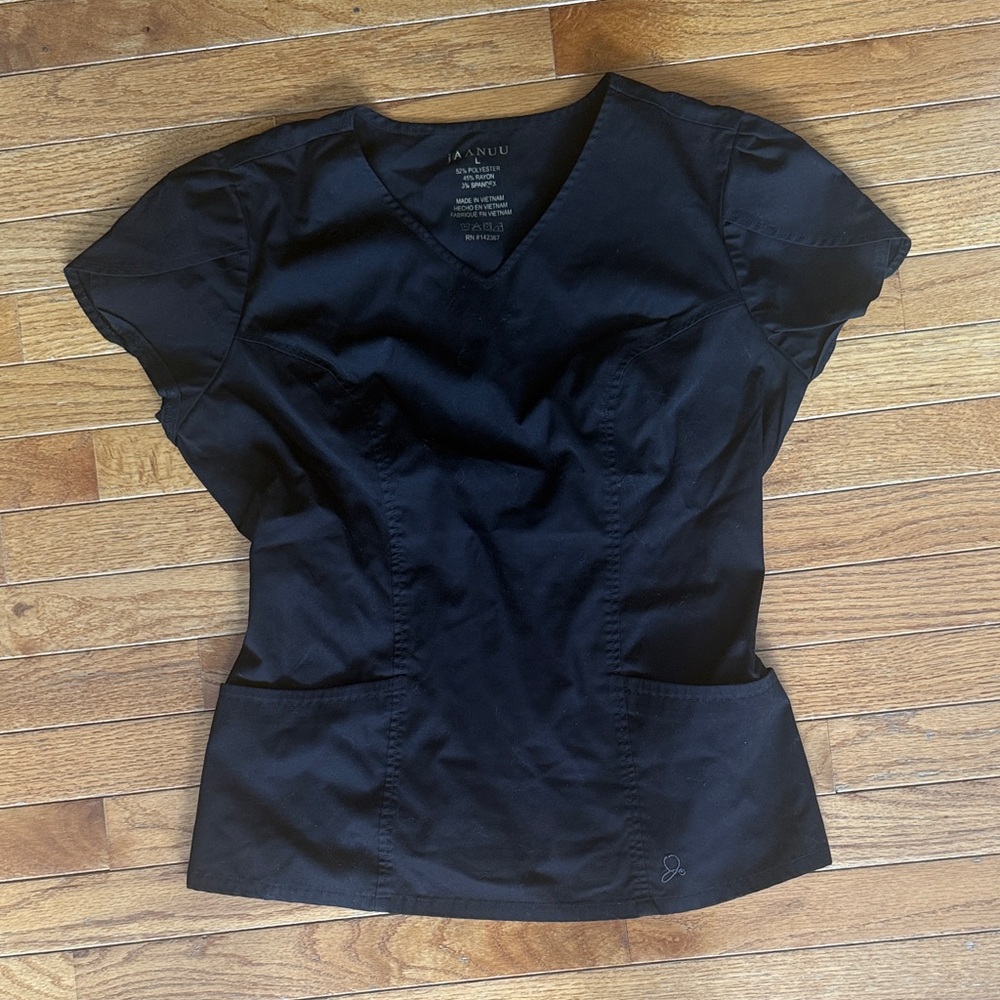 JAANUU Black Women's Scrub Top